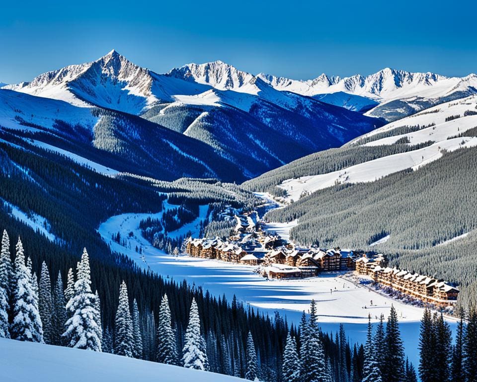 Vail mountain resort showcasing beautiful alpine scenery and skiing activities.