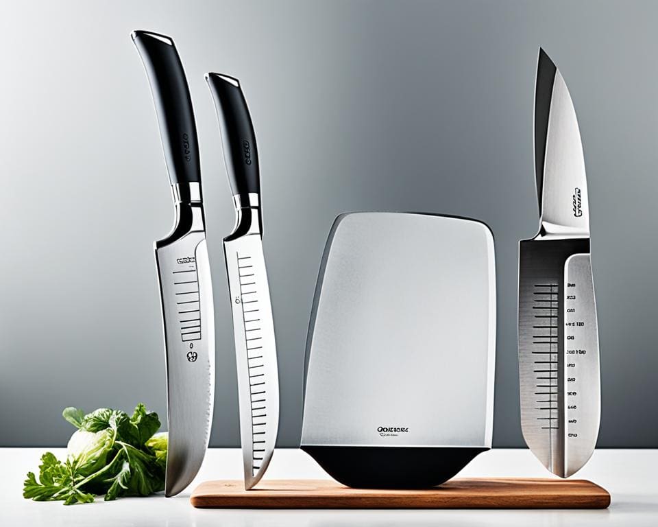 chef knives, cutting boards, measuring cups